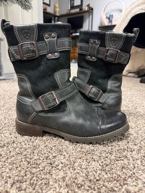 Ariat Black Riding Suede Leather Heeled Boots Lowland 6.5